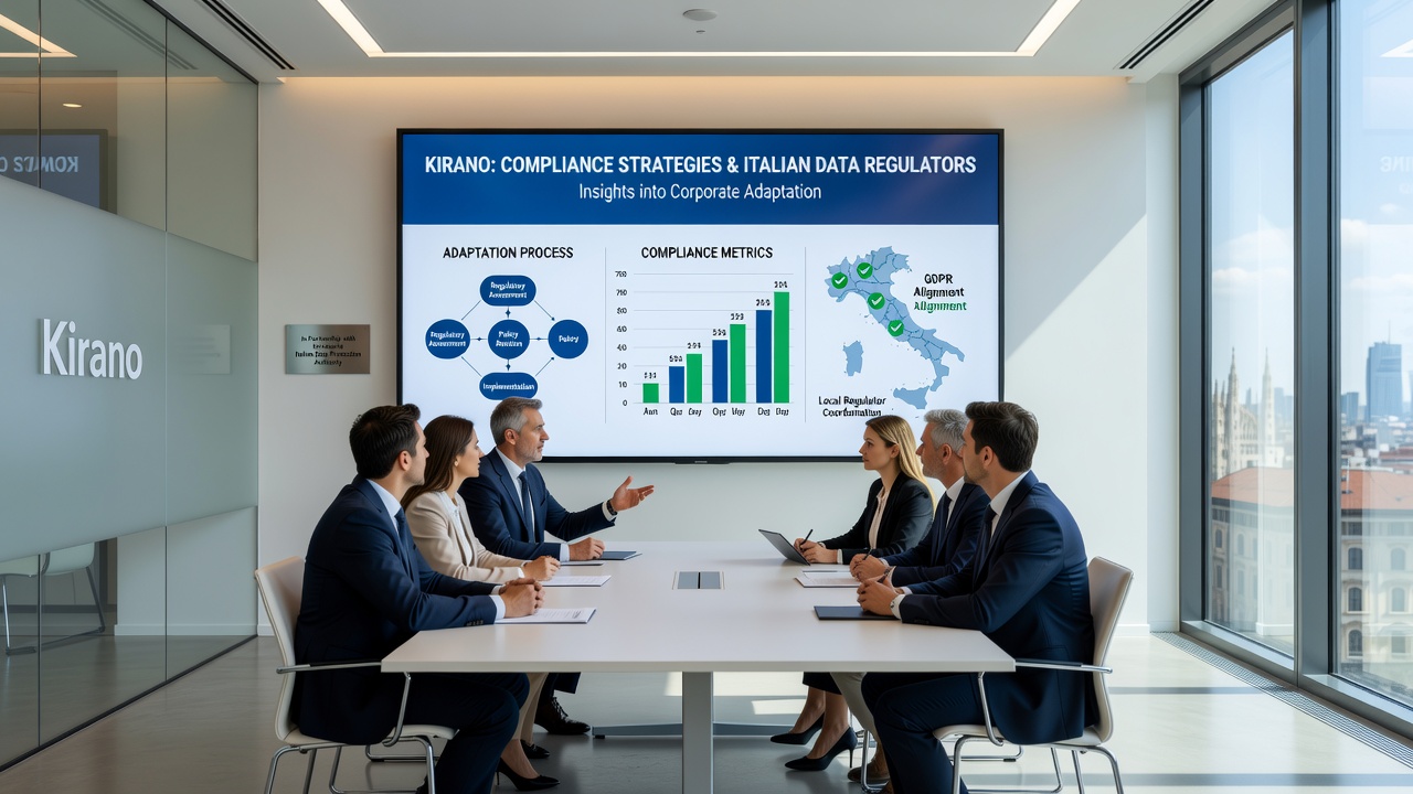 Data flow diagrams displayed during a compliance strategy session at Kirano